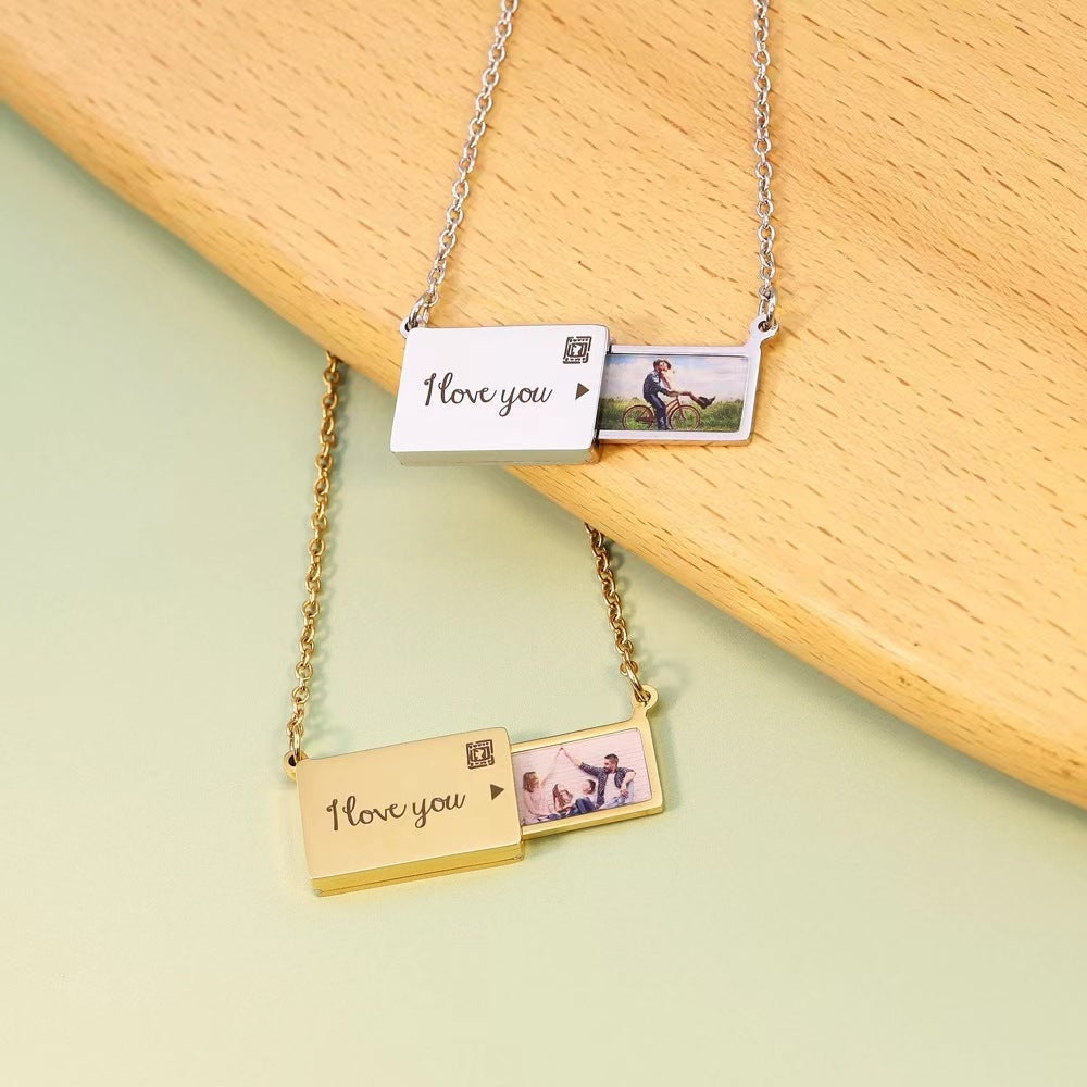 Custom Pull-Out Envelope Couple Necklace