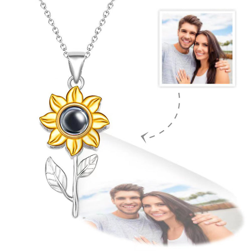 925 Silver Sun Flower Pendant Couple Necklace