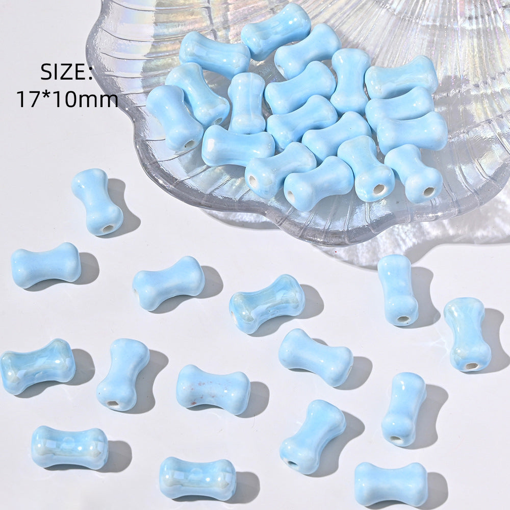 Blue Ceramic Cute Spacer Beads DIY Bracelet Accessories-10PCS