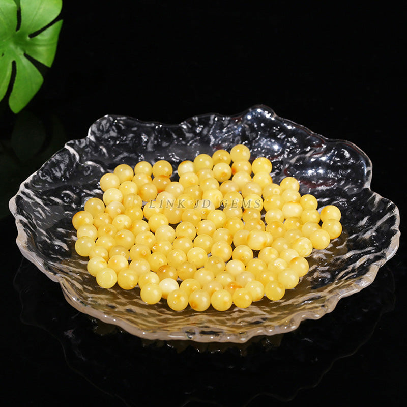 Natural Beeswax Yellow White Honey Round Loose Beads