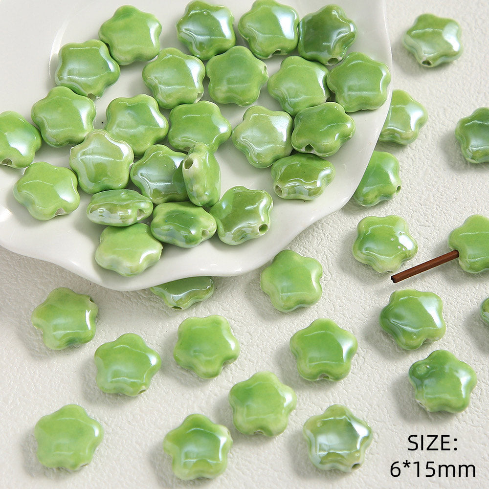 Green Ceramic Cute Spacer Beads DIY Bracelet Accessories-10PCS