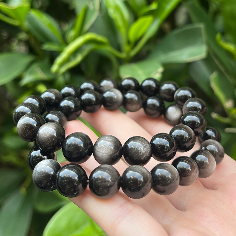 7A Natural Silver Obsidian Loose Beads