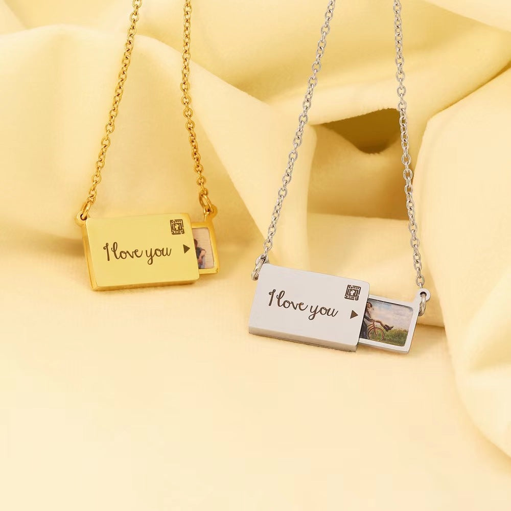 Custom Pull-Out Envelope Couple Necklace