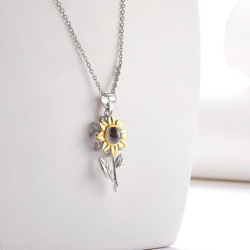 925 Silver Sun Flower Pendant Couple Necklace