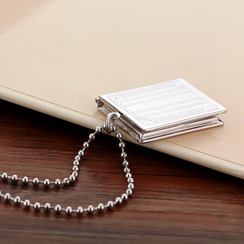 Square Book Locket Custom Pendant Necklace