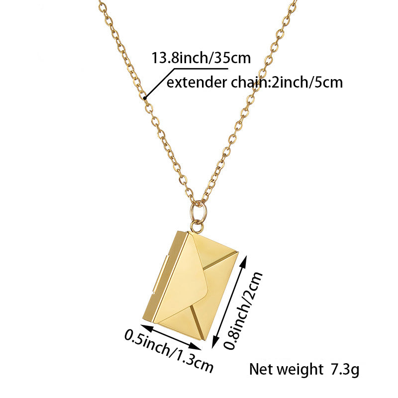 Personalized Envelope Locket Pendant Necklace