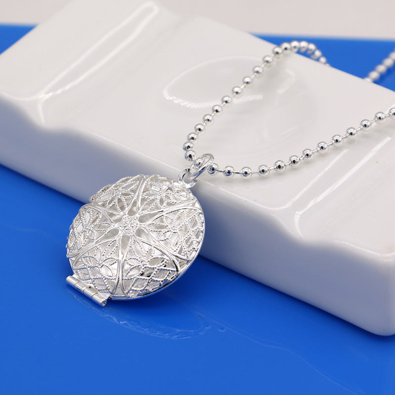 Silver Cutout Locket Custom Pendant Necklace
