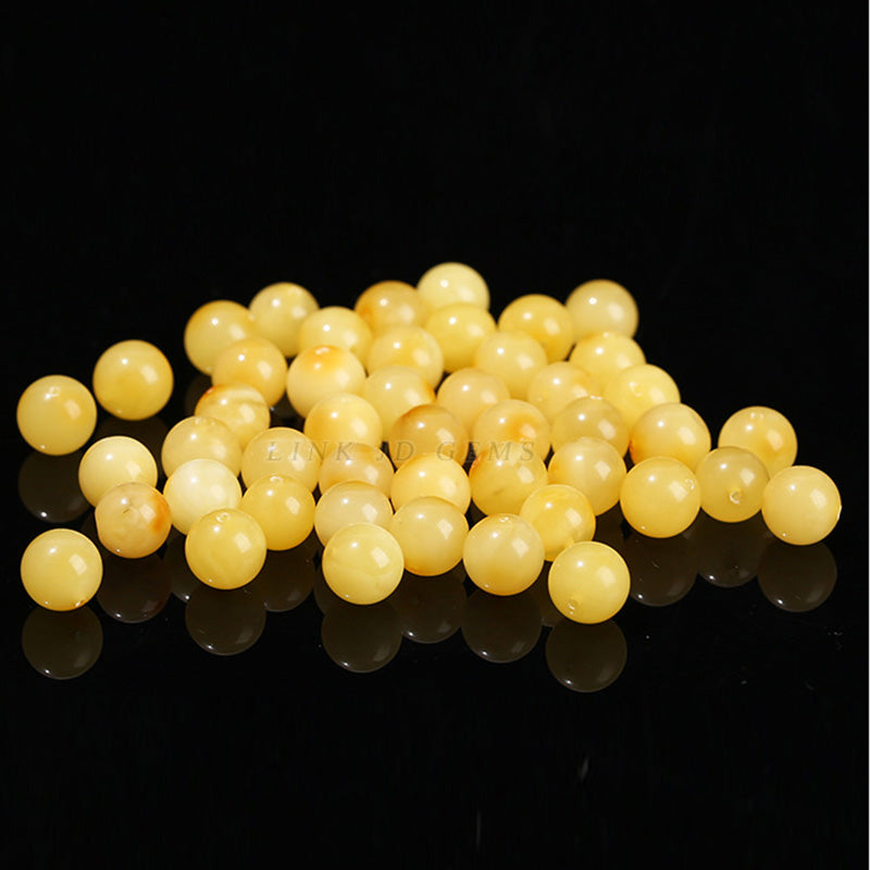 Natural Beeswax Yellow White Honey Round Loose Beads