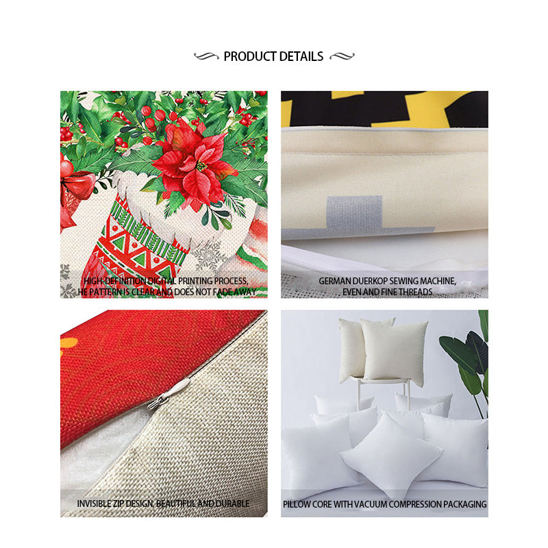 4PCS Christmas Pattern Pillow Cover